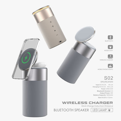 Chargeur sans fil multifonction pour iPhone et AirPods avec Bluetooth et lumière intégrer