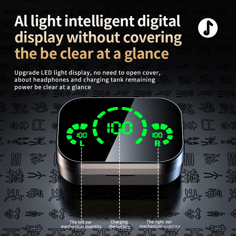Wireless Bluetooth-compatible Headset TWS Large Screen Smart Digital Display